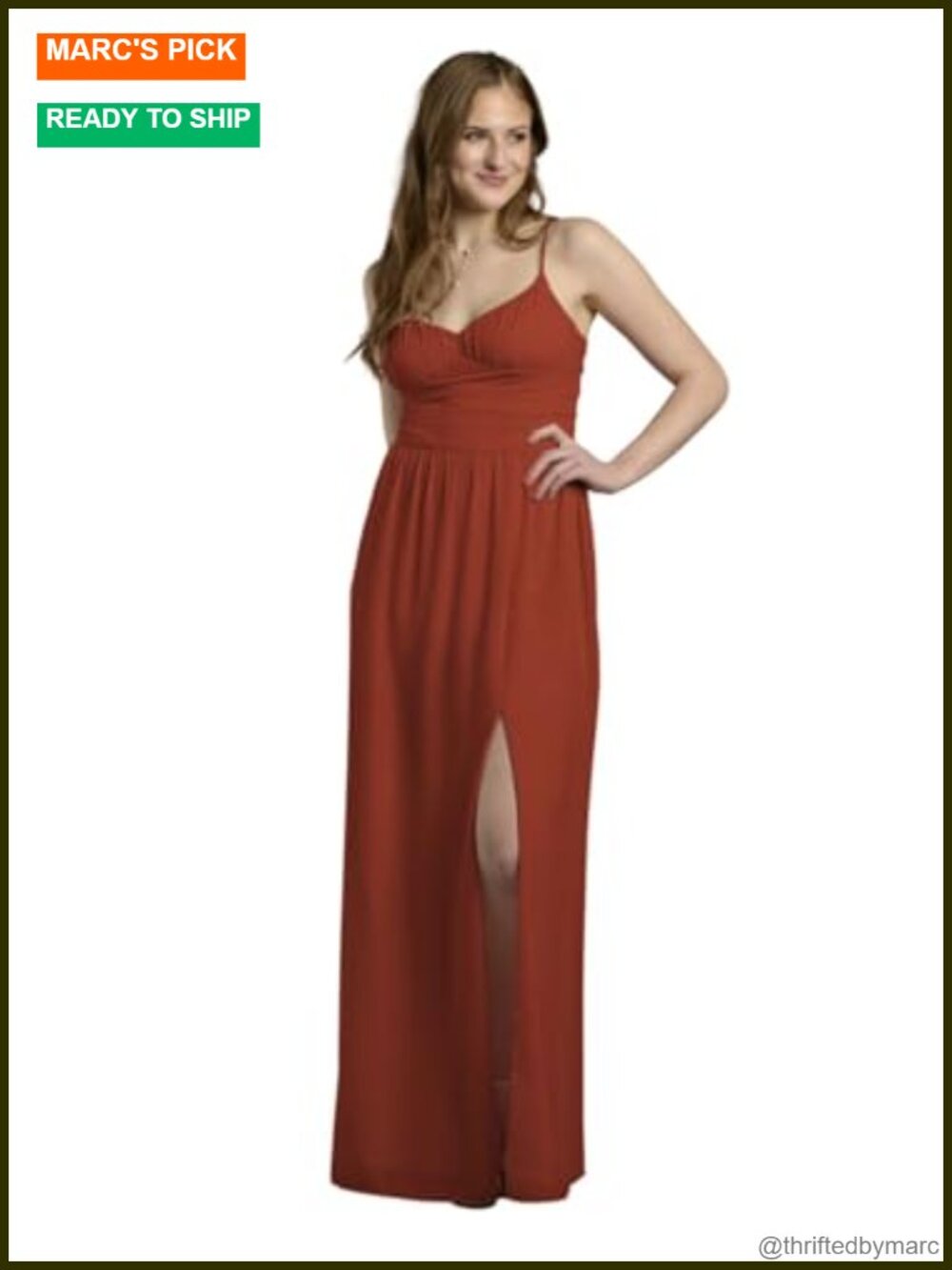 Chiffon Spaghetti Strap A-Line Formal Maxi Dress with Slit